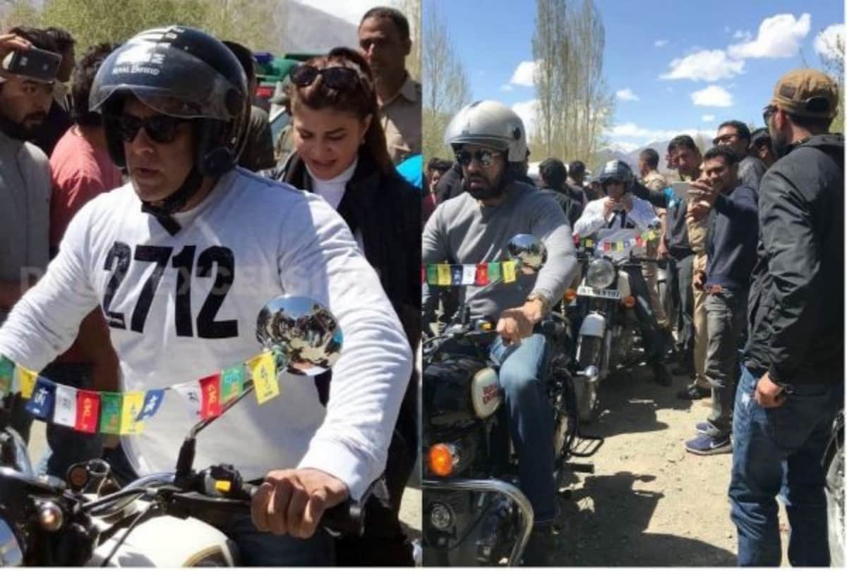 Salman Khan riding a Royal Enfield in Ladakh Video Viral