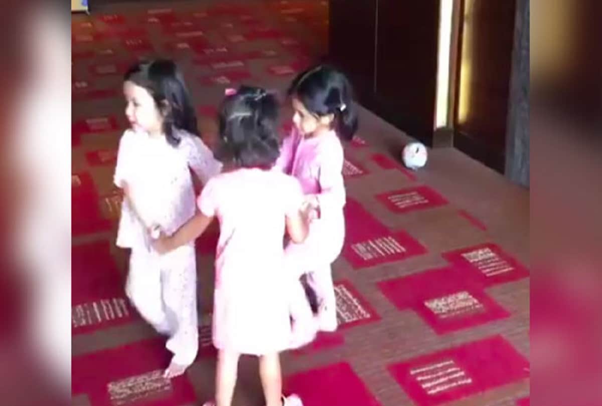dhoni harbhajan raina daughters dancing video viral