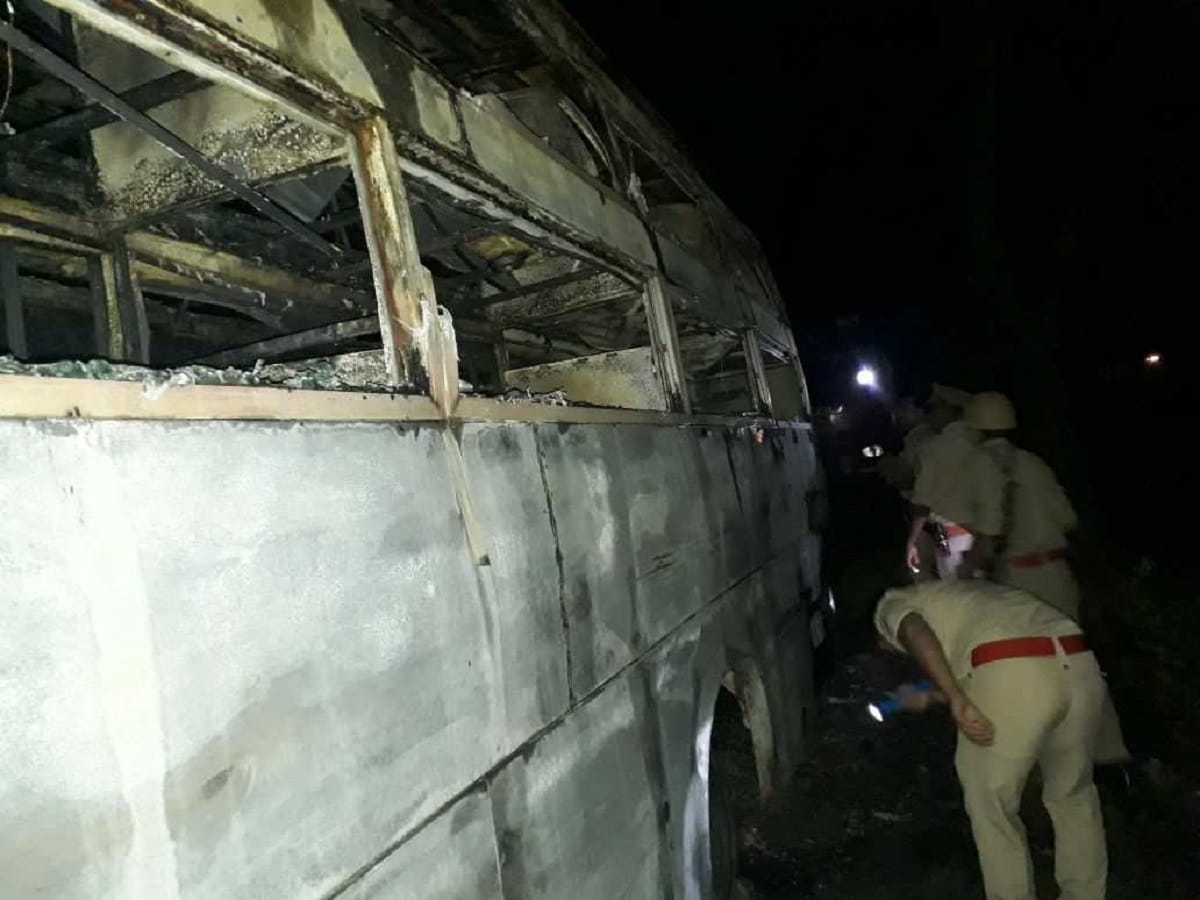 Fire erupts on bus carrying baraat in agra bjp mla relative dies
