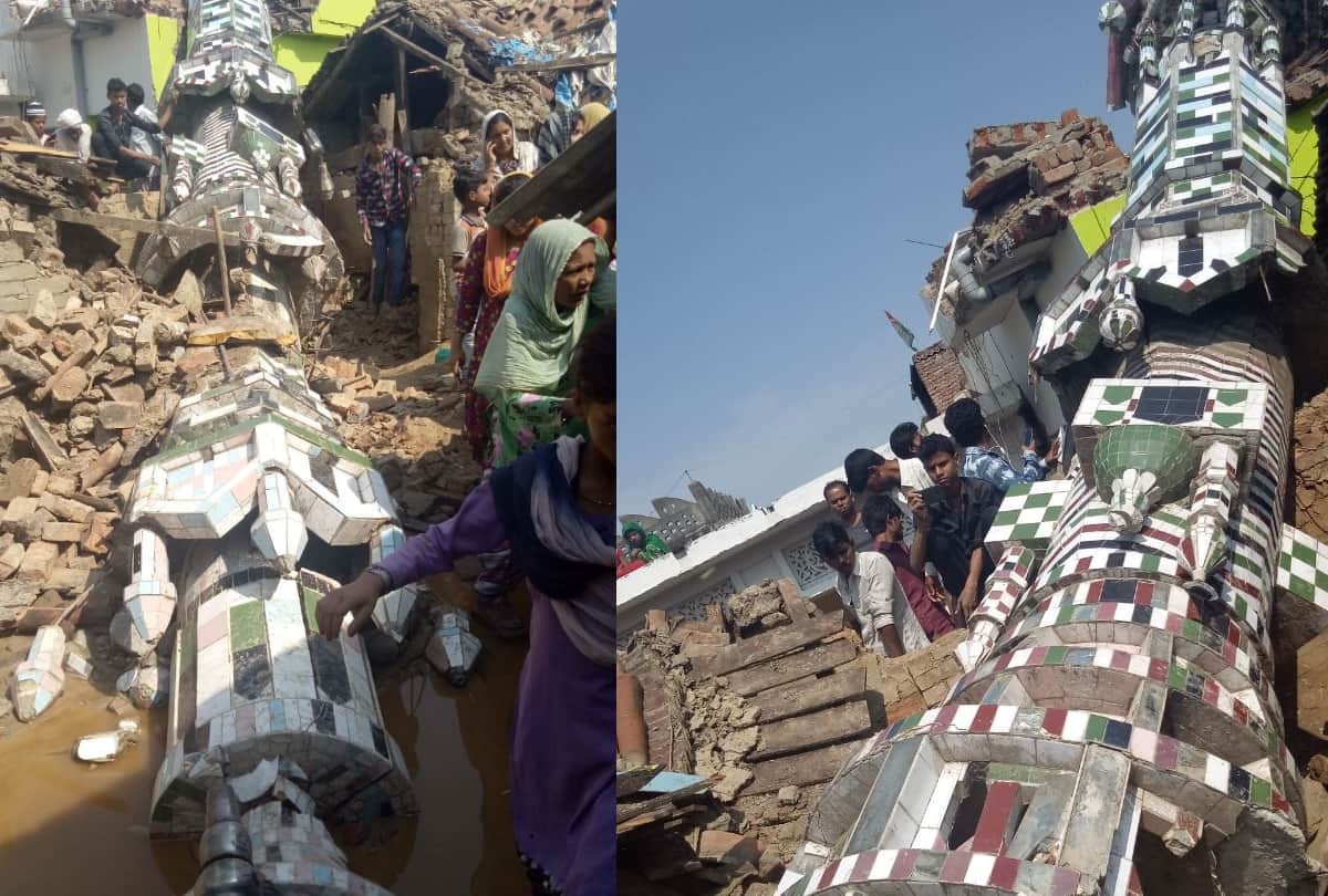 Mosque tower collapsed in balrampur, mother-son died, two children injured 