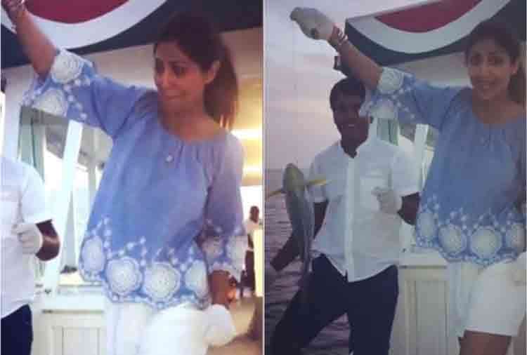 shilpa shetty catch a big fish video goes viral people troll her