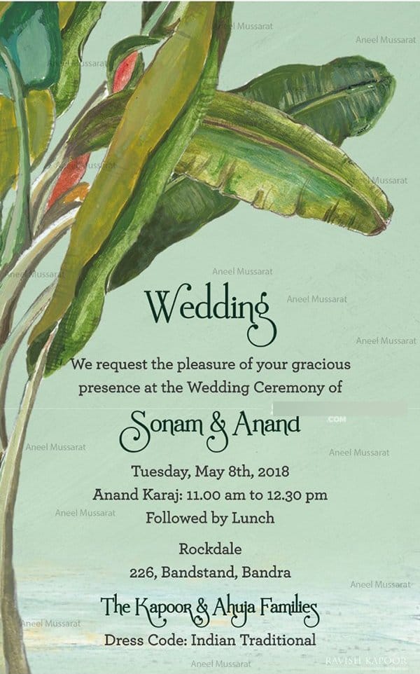 sonam kapoor wedding e card photos viral on social media