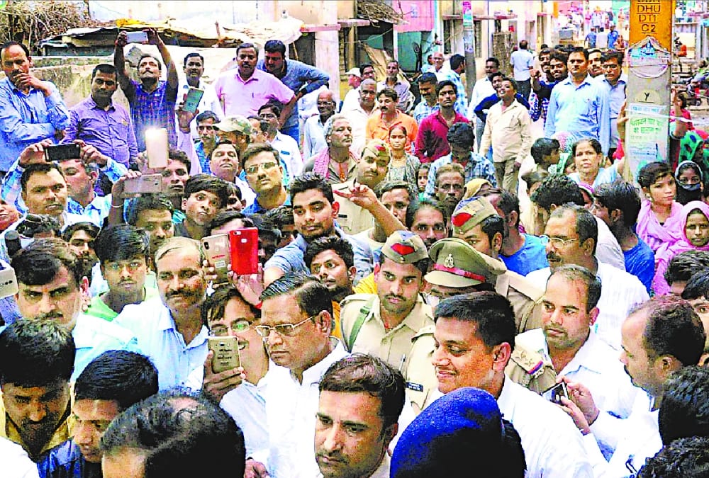 keshav prasad maurya visits intermediate topper's home in barabanki.