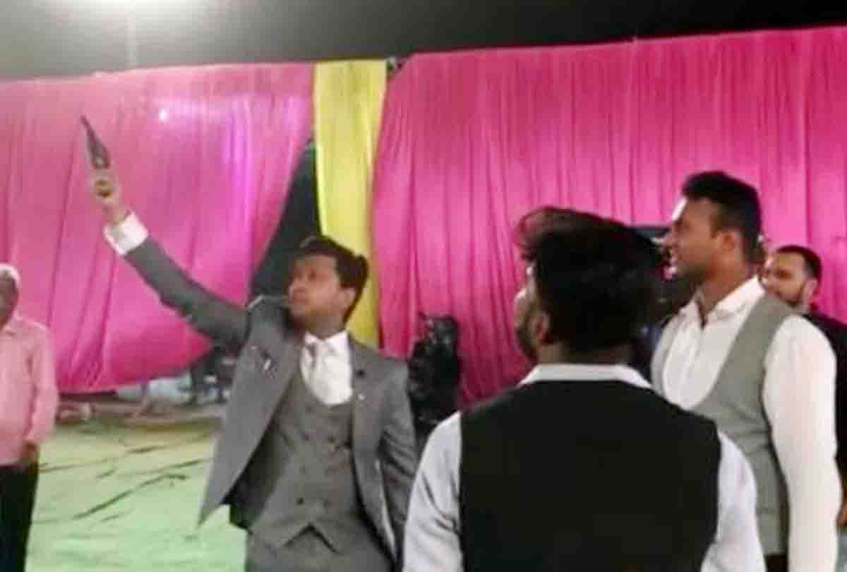 joy firing at marriage function by police inspector son