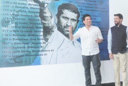 sachin tendulkar gave tips to cricketers in HPCA stadium Dharamshala