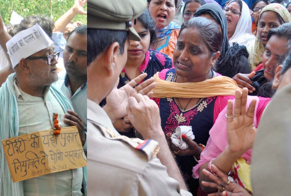 b ed and tet qualified protest in lucknow.