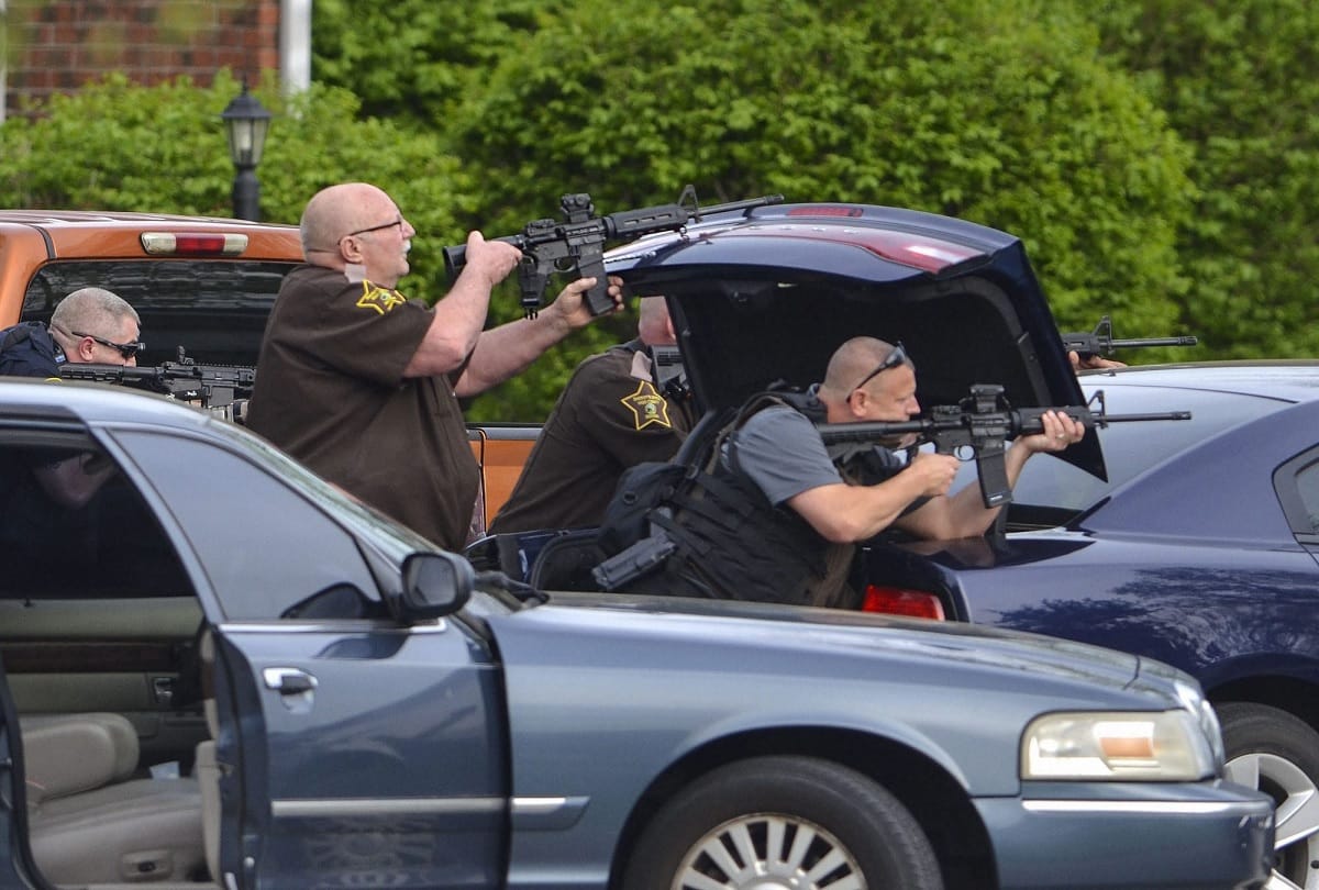 Exchange of gunfire between police and a homicide suspect in Terre Haute
