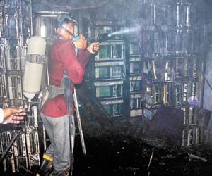 BSNL telephone exchange office burnt