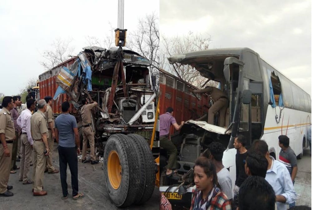 Tourist bus and truck accident in dehradun near airport scary photos