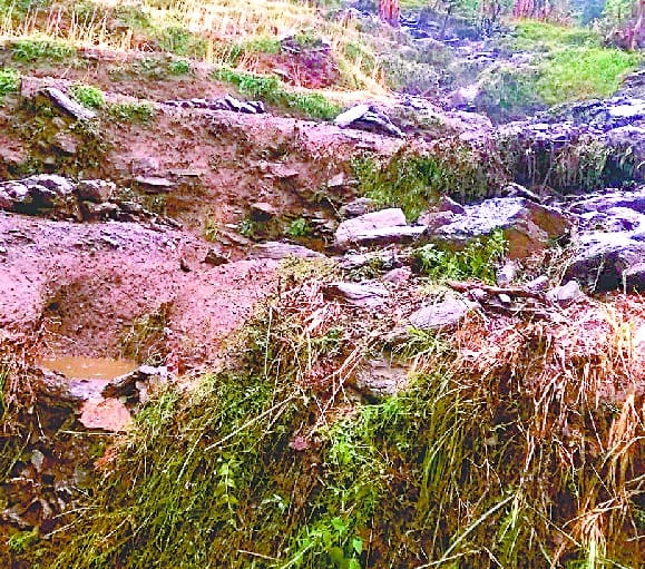 Road and wreckage in the school