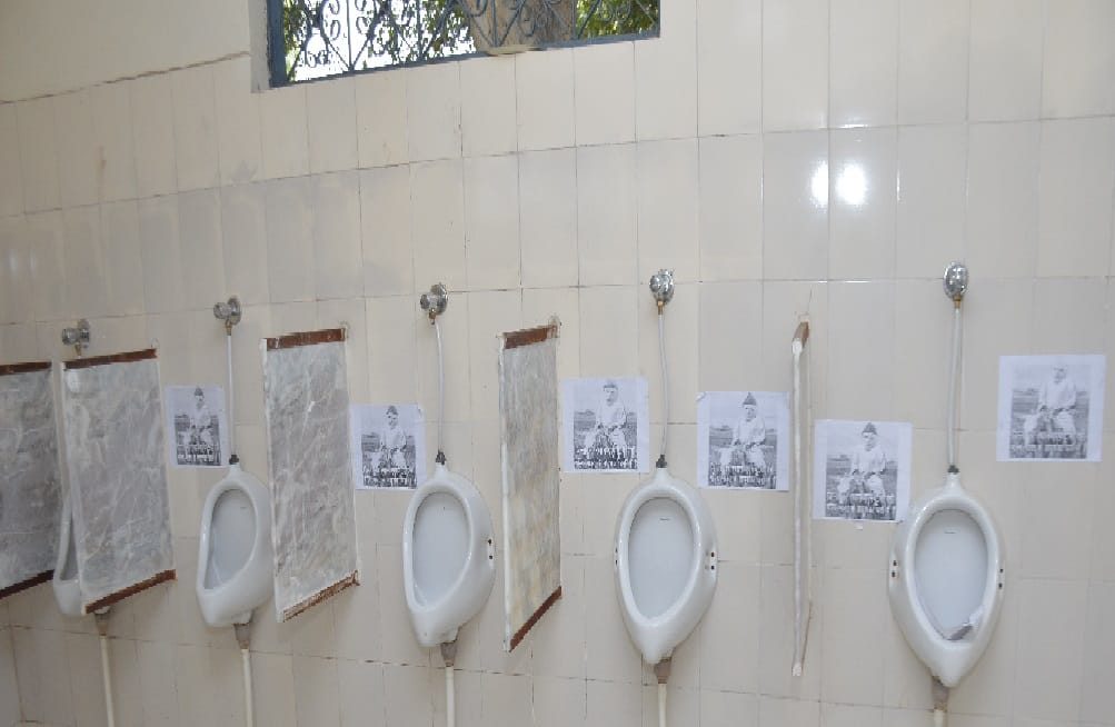 jinnah controvercy : jinnah posters put up inside men's toilet of ds college 