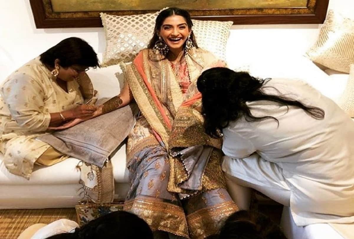 bollywood acterss sonam kapoor and anand ahuja mehndi pictures