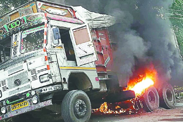 Truck fire from HT line