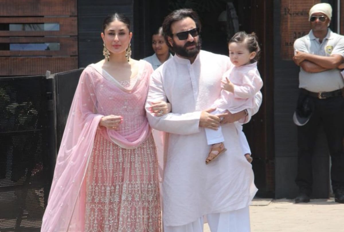 kareena kapoor saif ali khan with taimur attend sonam kapoor wedding