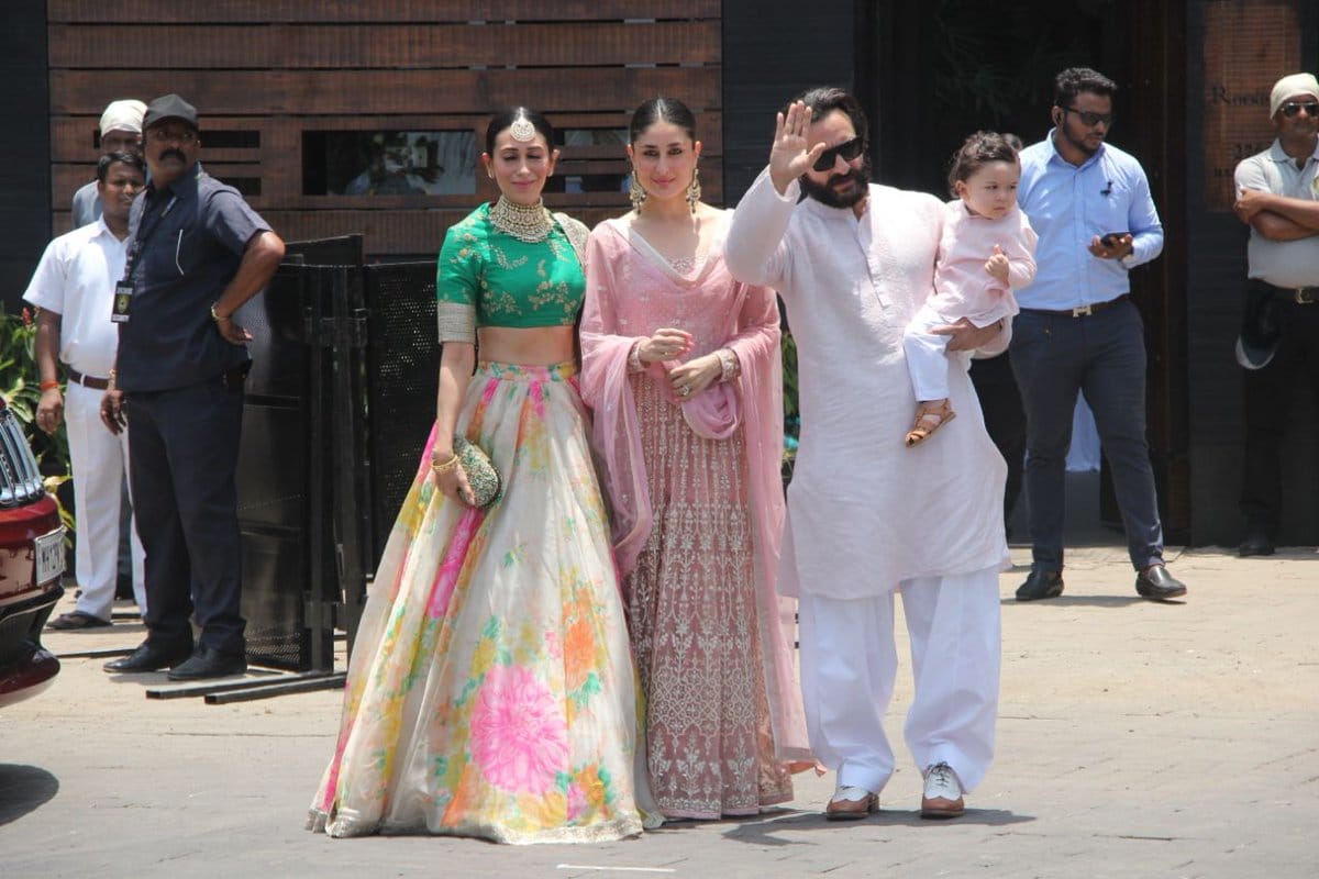 kareena kapoor saif ali khan with taimur attend sonam kapoor wedding