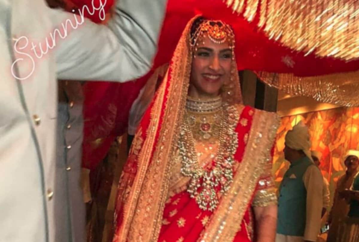 sonam kapoor guard her wedding look surrounds herself with black curtains
