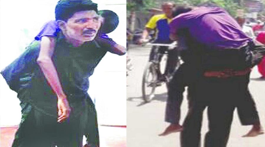 Bijnor in takes brother's body to the shoulder
