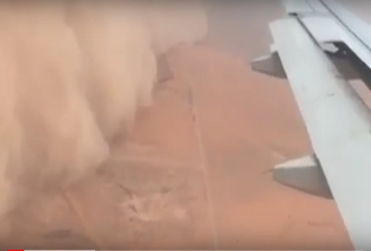 Video being viral of a storm which is shoot from an air plane window 