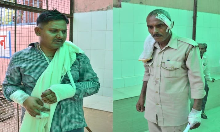 mathura five policemen injured with inspector in robber attack 