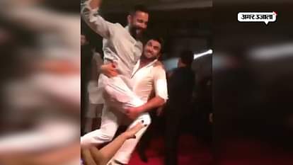 ranveer singh dance with anand ahuja infront of sonam anil kapoor salman shahrukh at reception