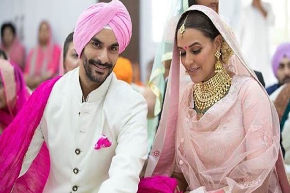 neha dhupia shared swimming pool workout video with husband angad bedi on instagram