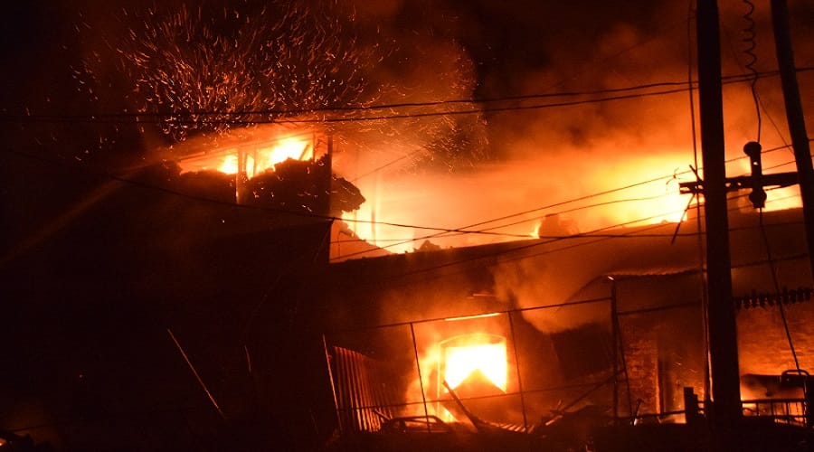Fire in Tire Warehouse in Meerut, Eight goats died