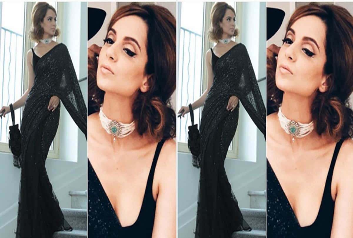 Kangana Ranaut gorgeous in a black sari at Cannes Film Festival 2018