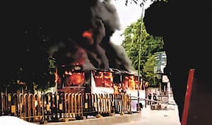 Demolition, fire, city bus blow on Kachari road