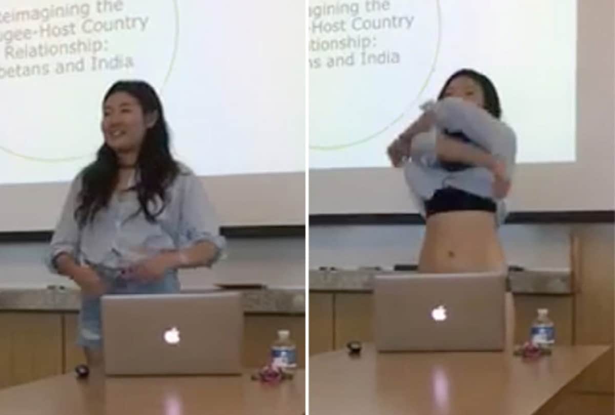 cornell student strips during presentation in america