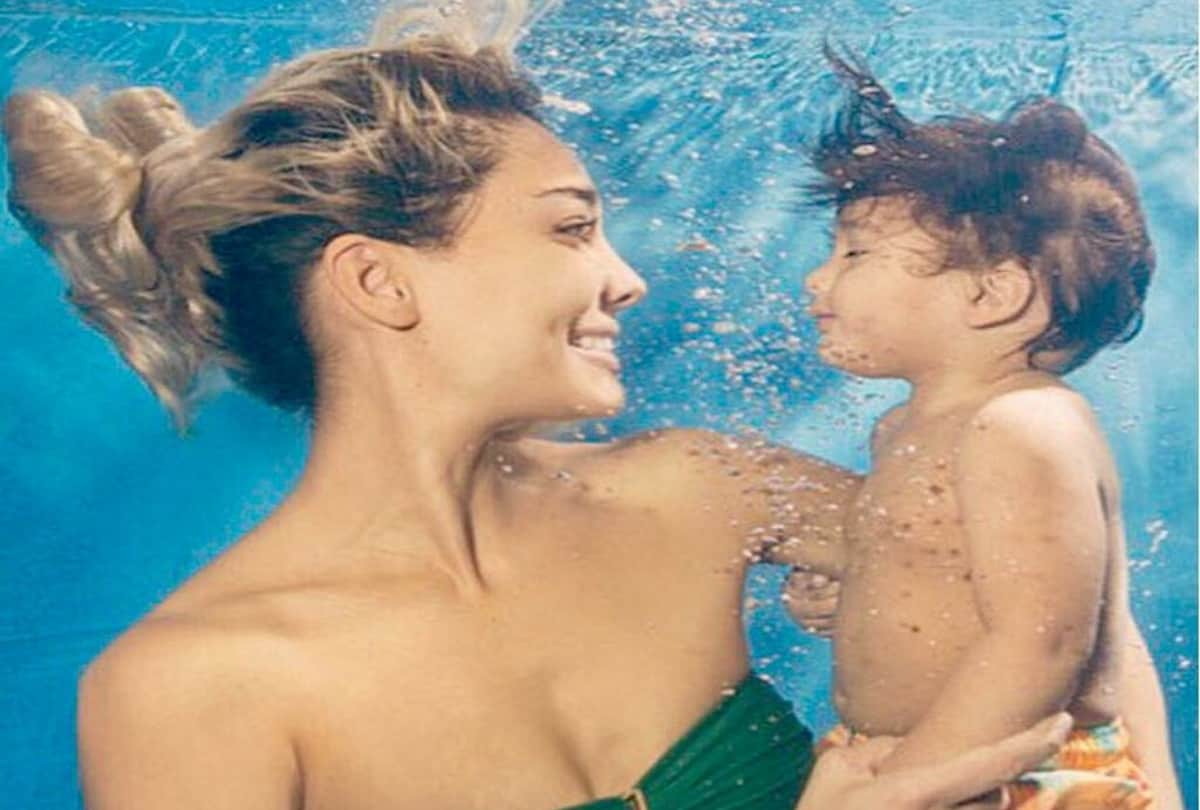 Bollywood Actress Lisa Haydon Under Water Photo shoot With Son Zack Lalvani 
