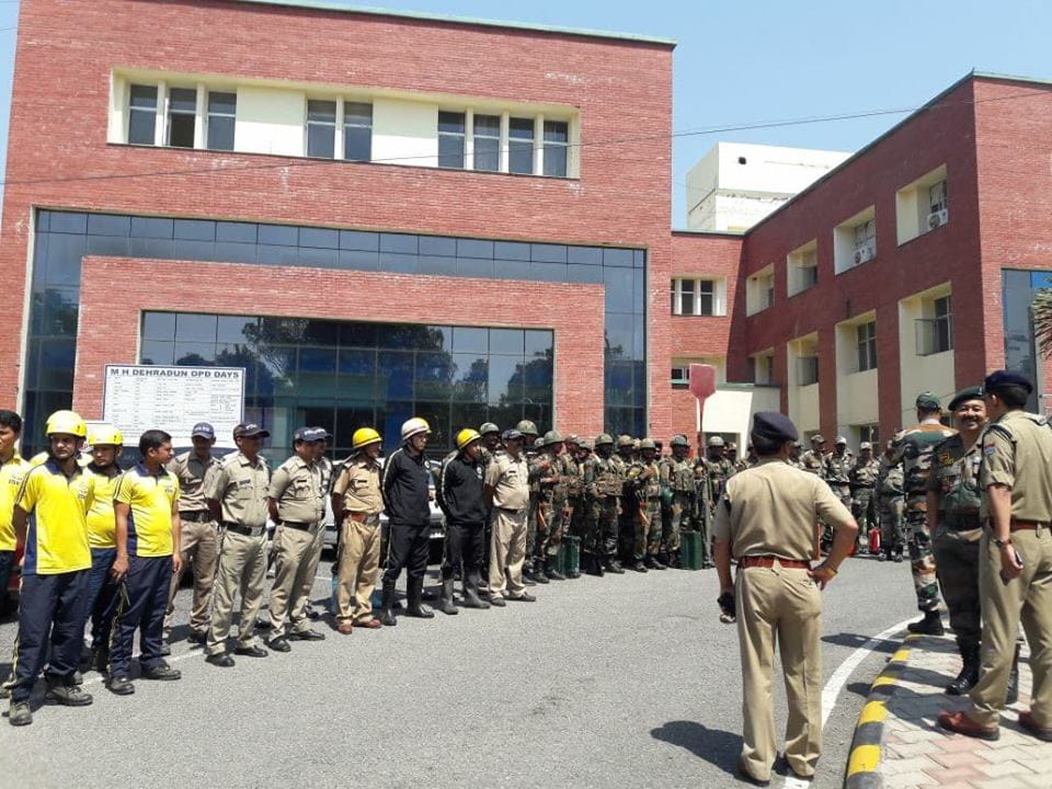 Fire in military hospital dead body rescue Mock drill in dehradun