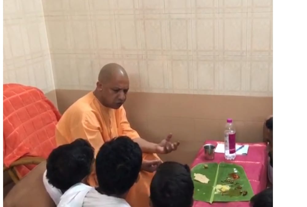 yogi adityanath spends night at a math in bangalore.