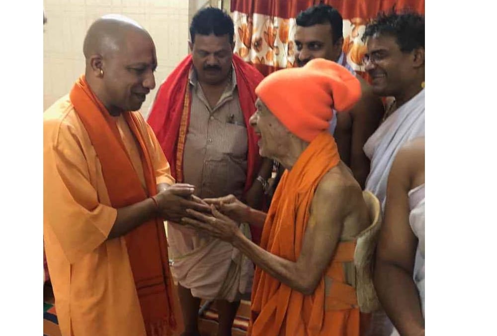 yogi adityanath spends night at a math in bangalore.