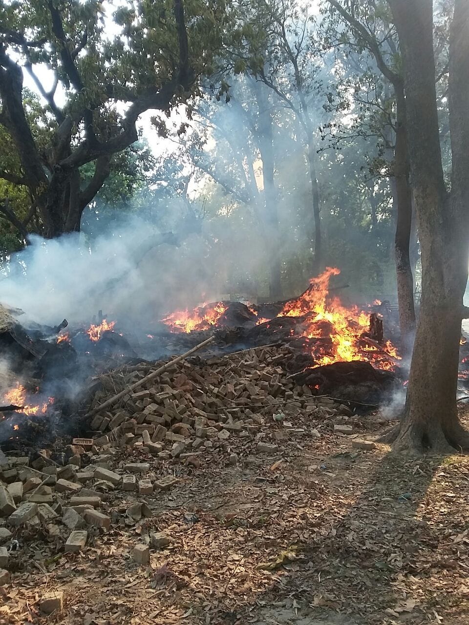 lit fire and try to jump into 