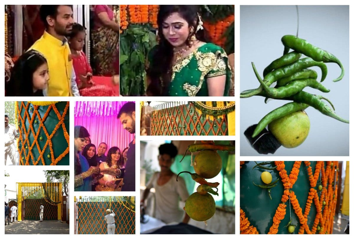 Lalus sons Tej Pratap Wedding Decoration with Nimbu and Mirchi