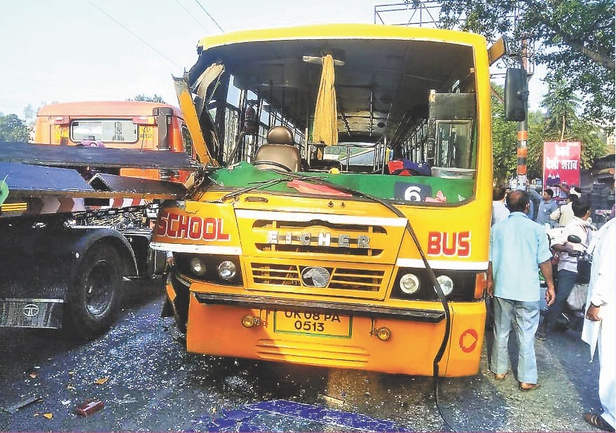 School bus and truck accident in Roorkee