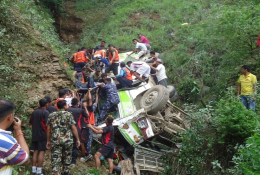 Bus Accident in nepal Five pilgrims killed
