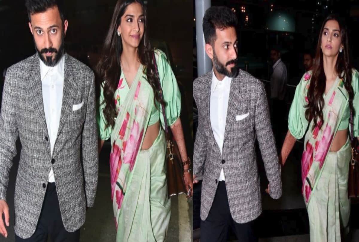 Before Cannes appearance Sonam Kapoor spotted on airport with husband Anand Ahuja 