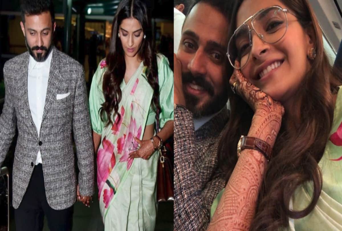 Before Cannes appearance Sonam Kapoor spotted on airport with husband Anand Ahuja 