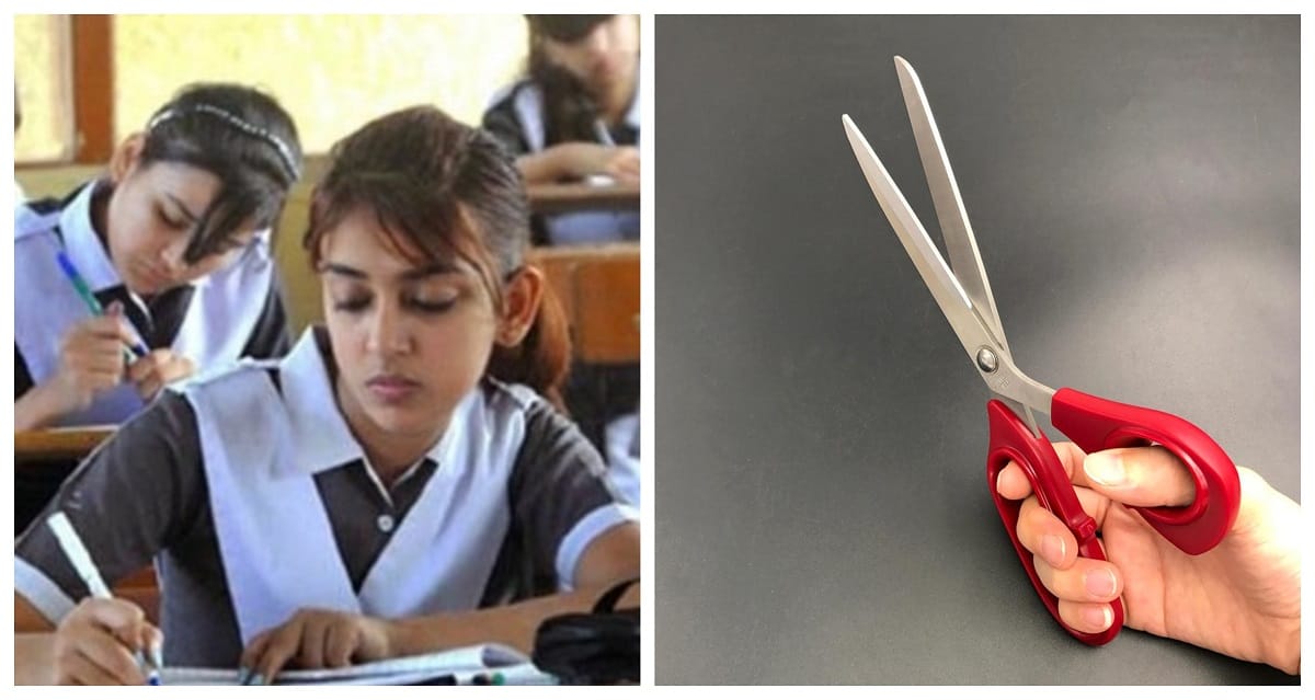 Bihar: womens suit cut by Scissor before Bihar Combined Entrance Competitive Examination Board