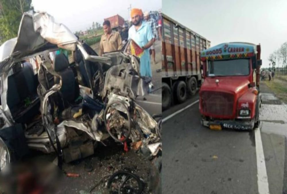 Truck and car Accident in udham singh nagar five killed