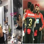 Anushka sharma cheers Virat Kohli from makeup room on rcb match against KXIP