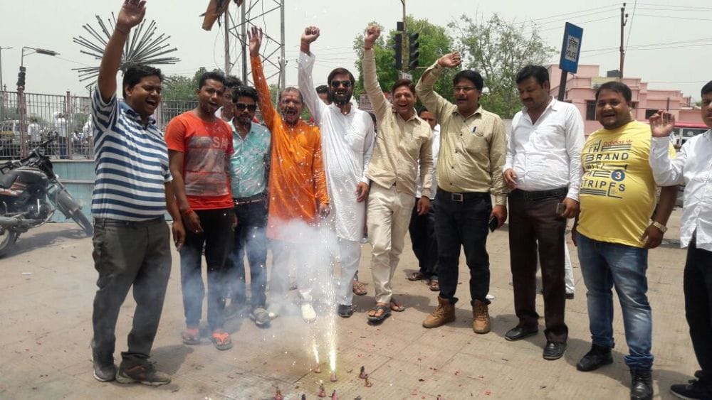 bjp workers celebrate the victory in karnataka elections