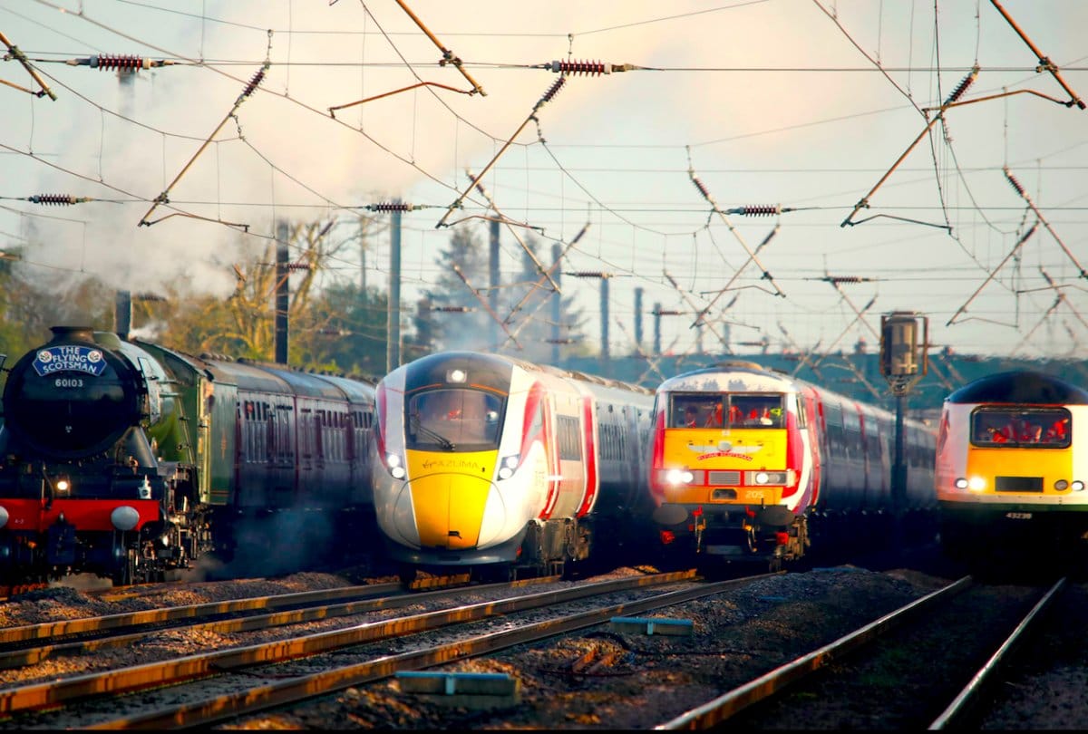 Couple intimate in a train at Britain 