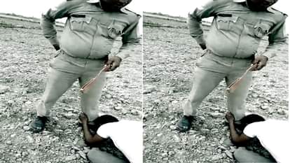 Policeman beaten a guy in mainpuri and force him to touch his feet by nose