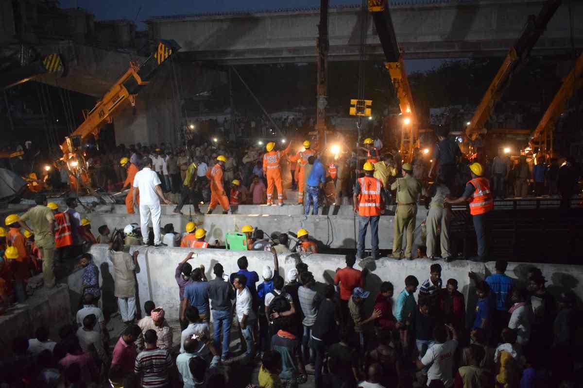 Varanasi flyover collapse rescue operation photos