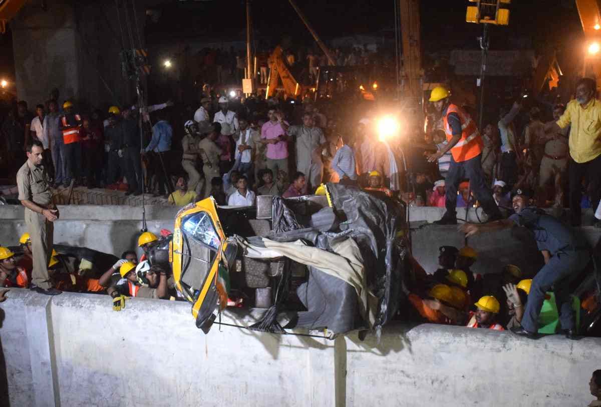 Varanasi flyover collapse rescue operation photos