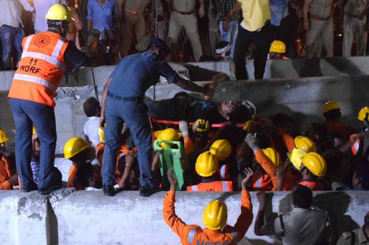 Varanasi flyover collapse rescue operation photos