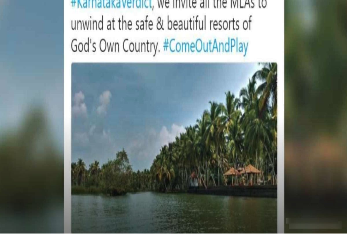 Humorous tweet on Karnataka Assembly elections via Kerala Tourism 