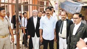 police in a tight security com with gulshan for hearing